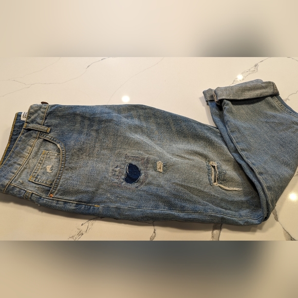 Zara Basic Z1975 Denim Jeans NWT 8 Distressed Patched High Waisted Boyfriend - Picture 2 of 8